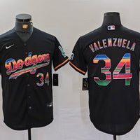 Men's Los Angeles Dodgers Fernando Valenzuela #34 Black Game Jersey1