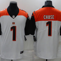 Men's Cincinnati Bengals Ja'Marr Chase #1 Orange/White Game Jersey2