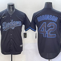 Men's Los Angeles Dodgers Jackie Robinson #42 Black Team Game Jersey