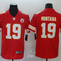 Men's Kansas City Chiefs Joe Montana #19 Red Game Player Jersey1