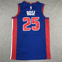 Men's Detroit Pistons Derrick Rose Blue 2021/22 Fast Break Replica Jersey1