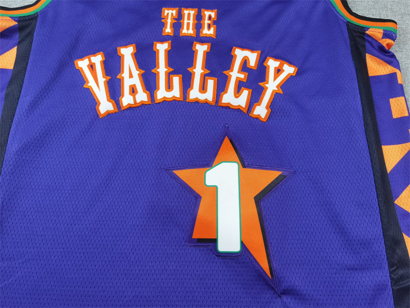Men's Phoenix Suns Devin Booker #1 Purple 2024/25 Swingman Player Jersey1 - City Edition