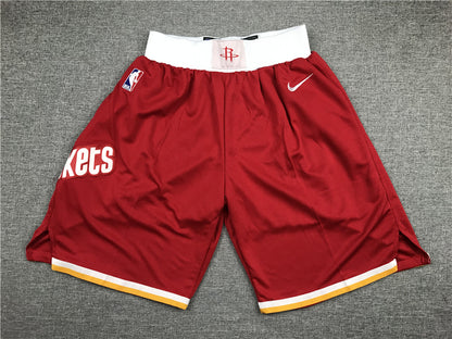 Men's Houston Rockets Red Throwback Basketball Shorts1