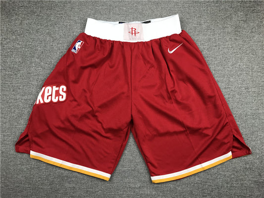 Men's Houston Rockets Red Throwback Basketball Shorts1