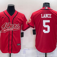 Men's San Francisco 49ers Trey Lance #5 Red Game Jersey1 Joint Edition