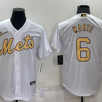 Men's New York Mets Starling Marte #6 White Replica Baseball Jersey1