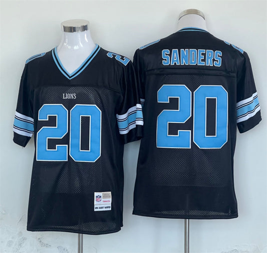 Men's Detroit Lions Barry Sanders Mitchell & Ness Black Legacy Replica Jersey1
