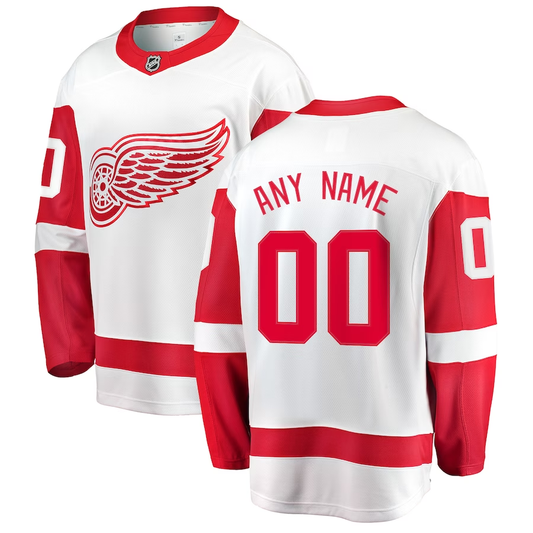 Men's Detroit Red Wings White Away Breakaway Custom Jersey1