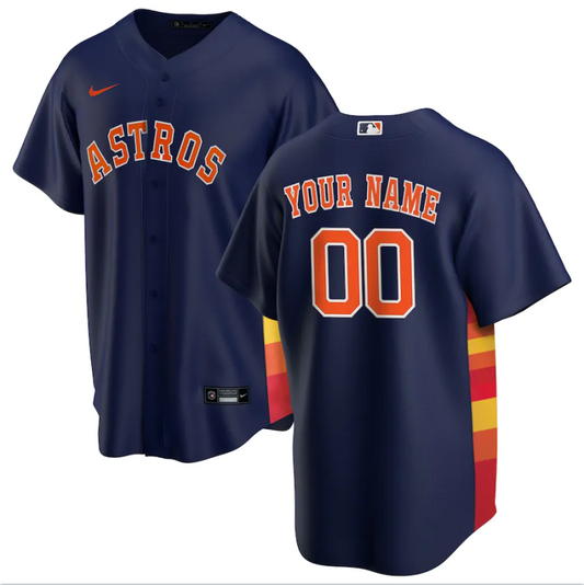 Men's Houston Astros Navy Alternate Replica Player Custom Jersey1