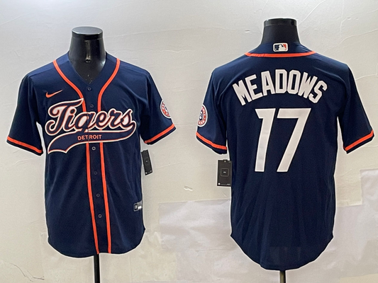 Men's Detroit Tigers Austin Meadows #17 Navy Player Jersey1