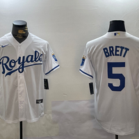 Men's Kansas City Royals George Brett #5 White Home Replica Player Jersey1