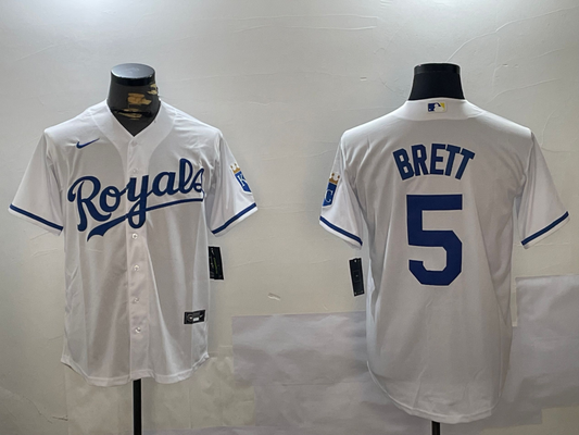 Men's Kansas City Royals George Brett #5 White Home Replica Player Jersey1