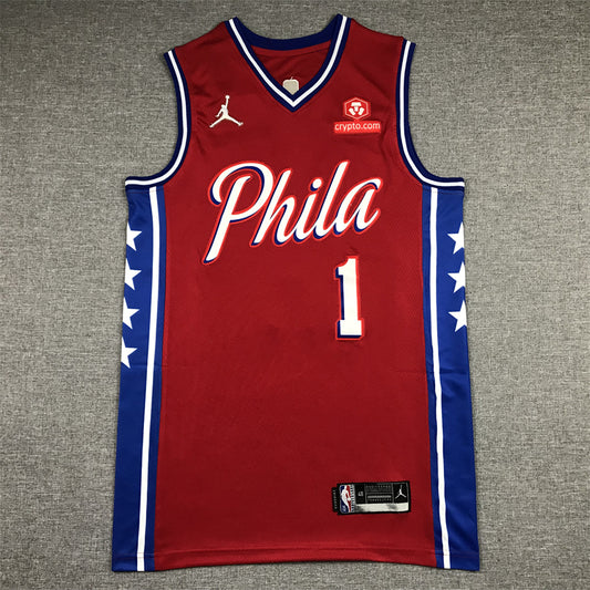 Men's Philadelphia 76ers James Harden Red Fastbreak Replica Player Jersey1