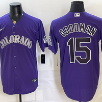 Men's Colorado Rockies Hunter Goodman #15 Purple Replica Player Jersey