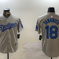 Men's Los Angeles Dodgers Yoshinobu Yamamoto #18 Gray Game Player Jersey1
