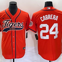 Men's Detroit Tigers Miguel Cabrera #24 Orange Replica Player Jersey1 Joint Edition
