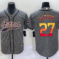 Men's Houston Astros Jose Altuve #27 Gray Replica Player Jersey1 Joint Edition