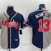 Men's Atlanta Braves Ronald Acuna Jr. #13 Navy/Gray Stitched Jersey1