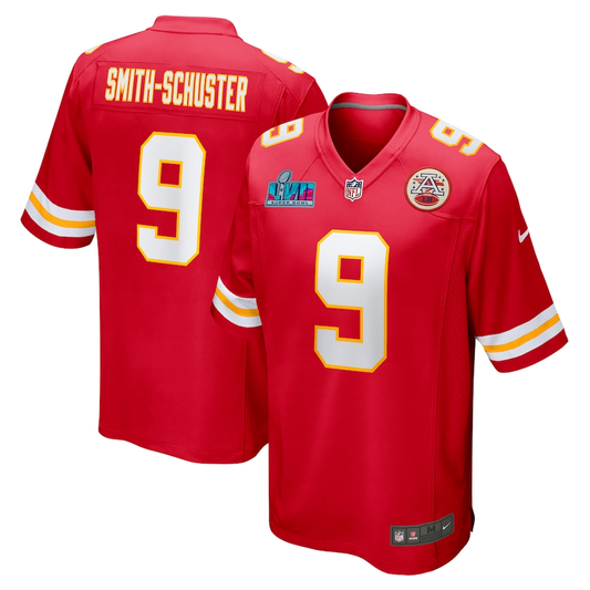 Men's Kansas City Chiefs JuJu Smith-Schuster #9 Red Super Bowl LVII Patch Game Jersey1
