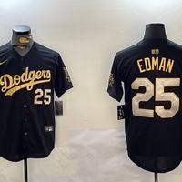 Men's Los Angeles Dodgers Tommy Edman #25 Black Game Player Jersey1