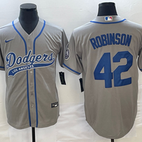 Men's Los Angeles Dodgers Jackie Robinson #42 Gray Player Jersey1 Joint Edition