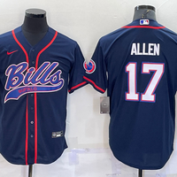 Men's Buffalo Bills Josh Allen #17 Navy Game Jersey1 Joint Edition