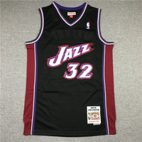 Men's Utah Jazz Karl Malone Black 1998-99 Hardwood Classics Swingman Jersey1