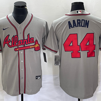 Men's Atlanta Braves Hank Aaron #44 Gray Replica Player Jersey1