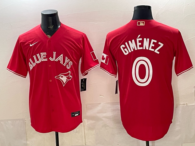 Men's Toronto Blue Jays Andres Gimenez #0 Red Canada Day Replica Jersey