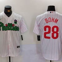 Men's Philadelphia Phillies Alec Bohm #28 White Limited Player Jersey1
