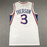 Men's Philadelphia 76ers Allen Iverson White Hardwood Classics Authentic Jersey1