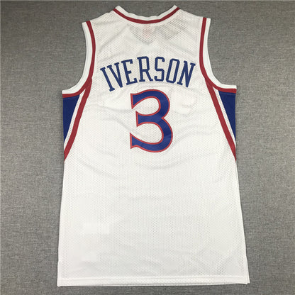 Men's Philadelphia 76ers Allen Iverson White Hardwood Classics Authentic Jersey1