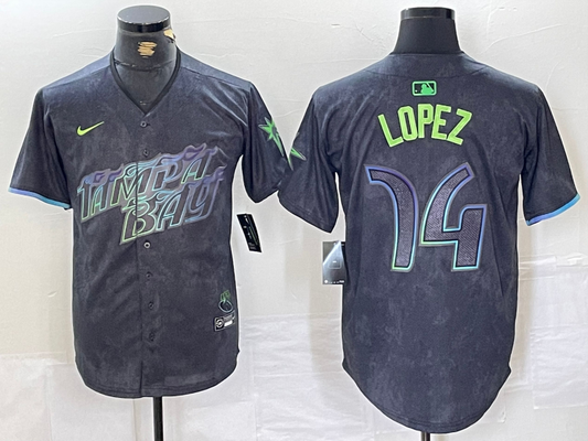 Men's Tampa Bay Rays Jacob Lopez #74 Charcoal 2024 City Connect Limited Player Jersey1