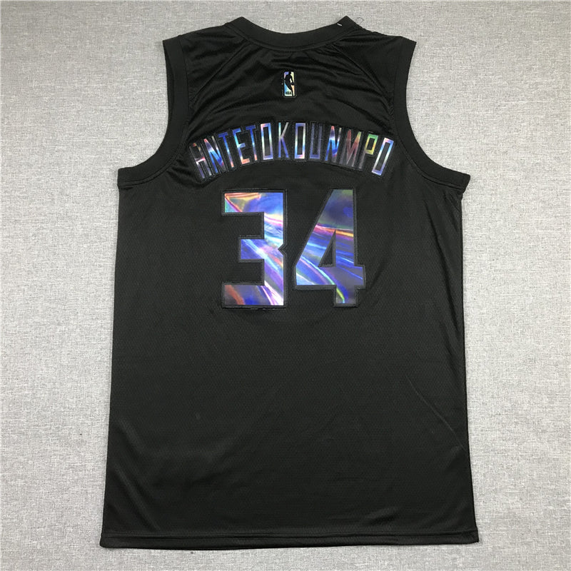 Men's Milwaukee Bucks Giannis Antetokounmpo #34 NBA Black Swingman Jersey1