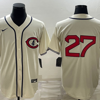 Men's Chicago Cubs Seiya Suzuki #27 Cream Player Name Jersey1