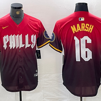Men's Philadelphia Phillies Brandon Marsh #16 Red 2024 City Connect Limited Player Jersey1