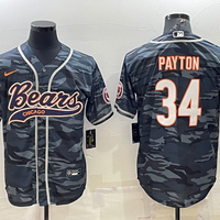 Men's Chicago Bears Walter Payton #34 Grey Camouflage Player Jersey1 Joint Edition