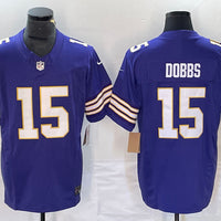 Men's Minnesota Vikings Joshua Dobbs #15 Purple Classic Player Game Jersey1