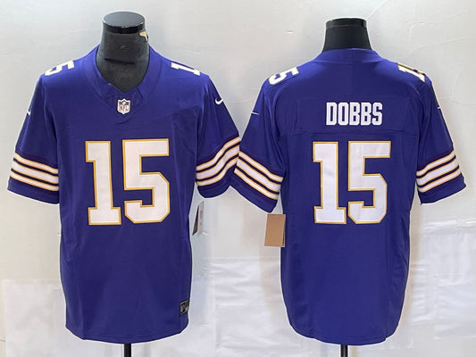 Men's Minnesota Vikings Joshua Dobbs #15 Purple Classic Player Game Jersey1