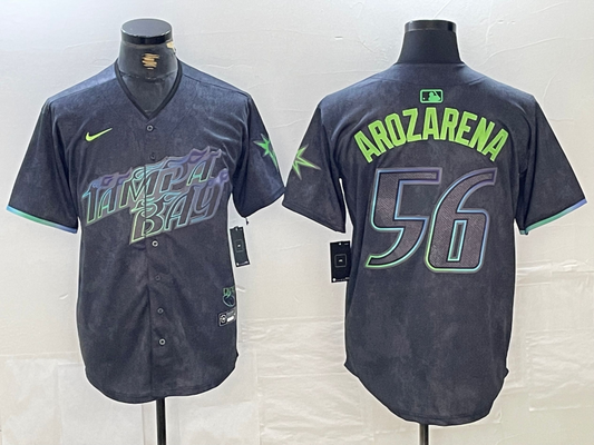 Men's Tampa Bay Rays Randy Arozarena #56 Charcoal 2024 City Connect Limited Player Jersey1