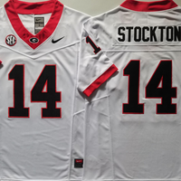 Men's Georgia Bulldogs Gunner Stockton #14 White Player Jersey