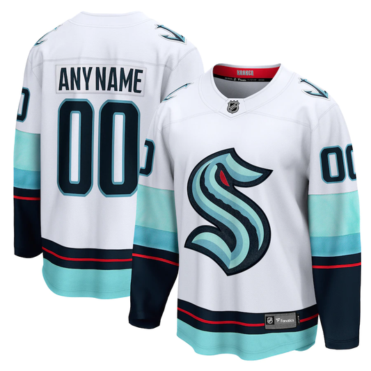 Men's Seattle Kraken White Away Breakaway Custom Jersey1