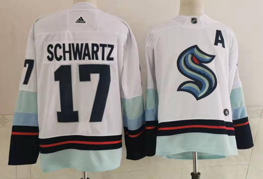 Men's Seattle Kraken Jaden Schwartz #17 White Home Breakaway Player Jersey1