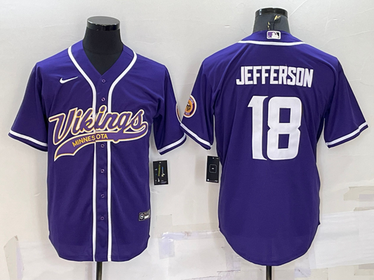 Men's Minnesota Vikings Justin Jefferson #18 Purple Game Jersey1 Joint Edition