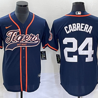 Men's Detroit Tigers Miguel Cabrera #24 Navy Replica Player Jersey1 Joint Edition