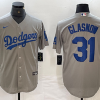 Men's Los Angeles Dodgers Tyler Glasnow #31 Gray Replica Player Jersey1