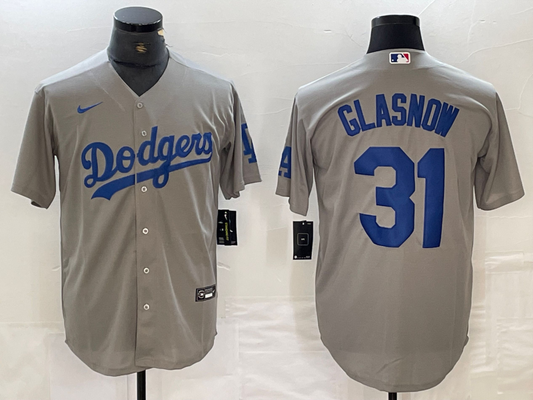 Men's Los Angeles Dodgers Tyler Glasnow #31 Gray Replica Player Jersey1
