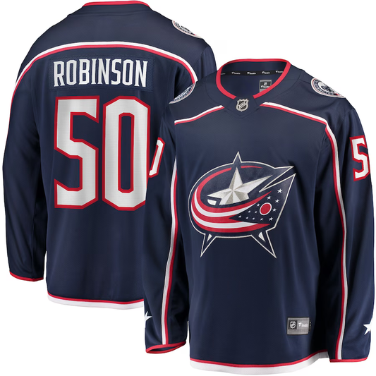 Men's Columbus Blue Jackets Eric Robinson #50 Navy Home Breakaway Player Jersey1
