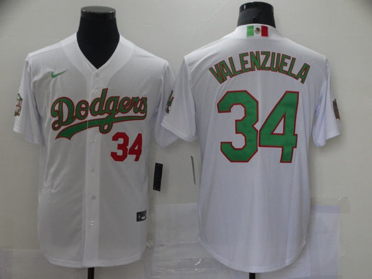 Men's Los Angeles Dodgers Fernando Valenzuela #34 White Player Game Jersey1