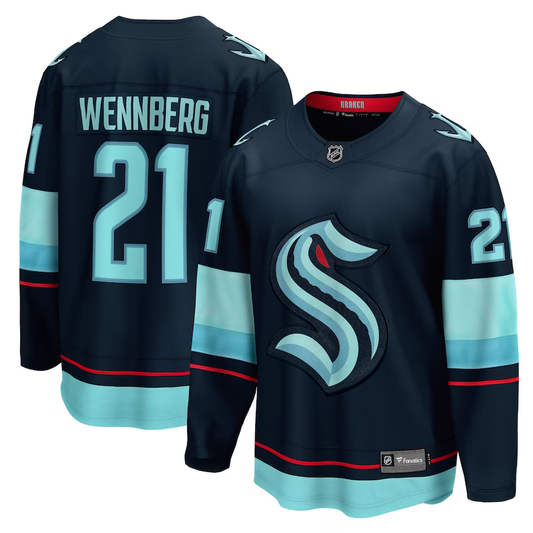 Men's Seattle Kraken Alexander Wennberg #21 Navy Home Breakaway Player Jersey1